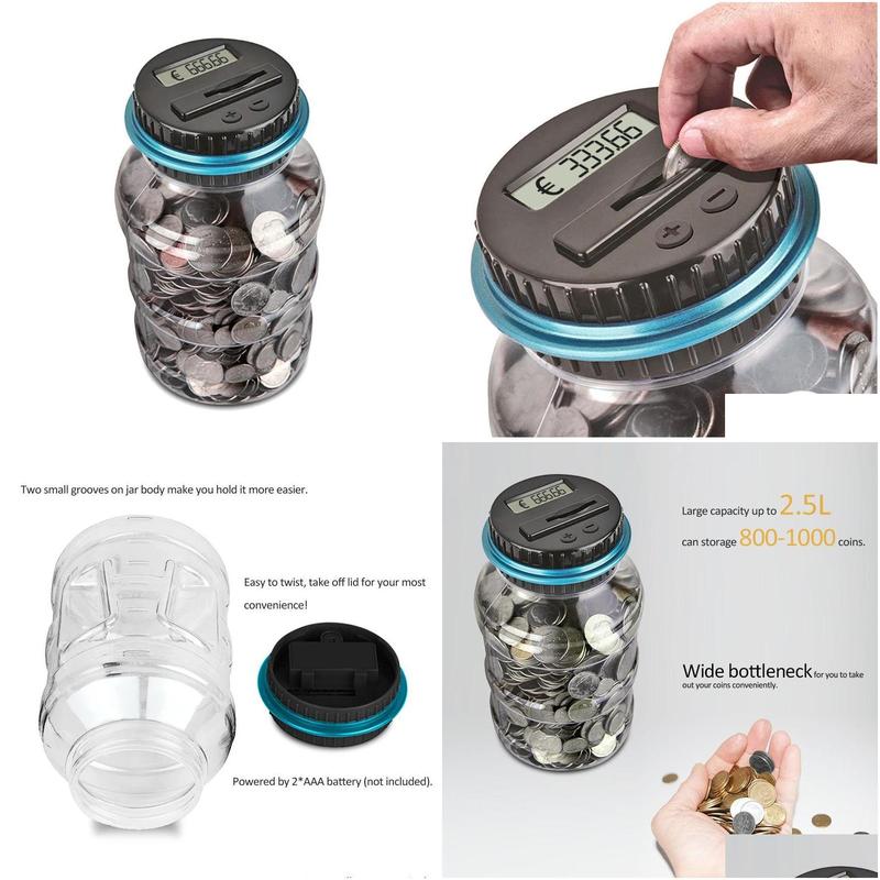 storage bottles jars 2.5l piggy bank counter coin electronic digital lcd counting money saving box jar coins for usd euro gbp