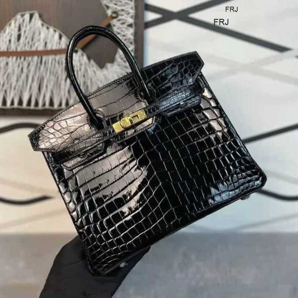 

Designer Bags Birkin Handbags Herme Tote Bag Leather Womens Bag Crocodile Pattern Handbag Large Capacity 2023 New Fashion Versatile One Shou, Authentic counter black