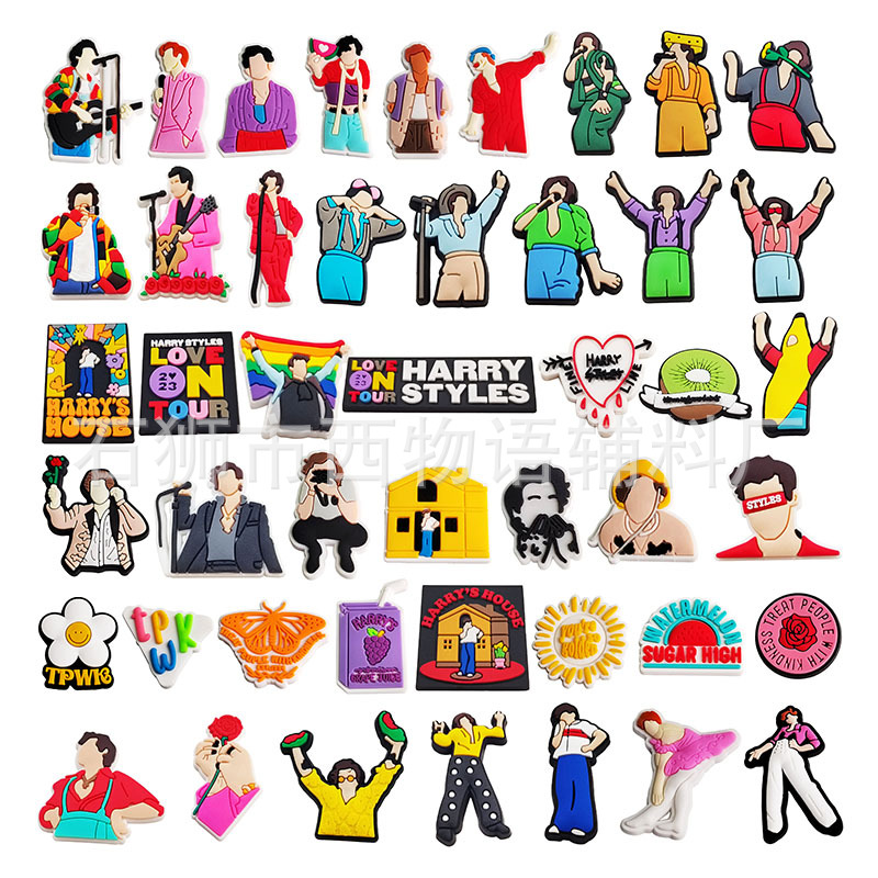 

Anime charms wholesale childhood memories popular singer star funny gift cartoon charms shoe accessories pvc decoration buckle soft rubber clog charms, Equally mixed colors