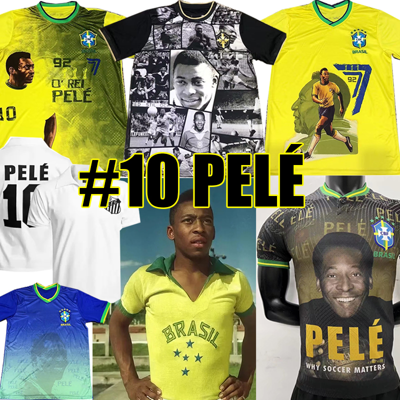 

Brazils #10 PELE retro soccer jerseys special 1957 1958 1970 1978 1985 1988 1992 1994 1998 2000 2002 2004 06 10 SANTOS Brasil RONALDINHO Vintage Classic football shirt, 22-23 special player