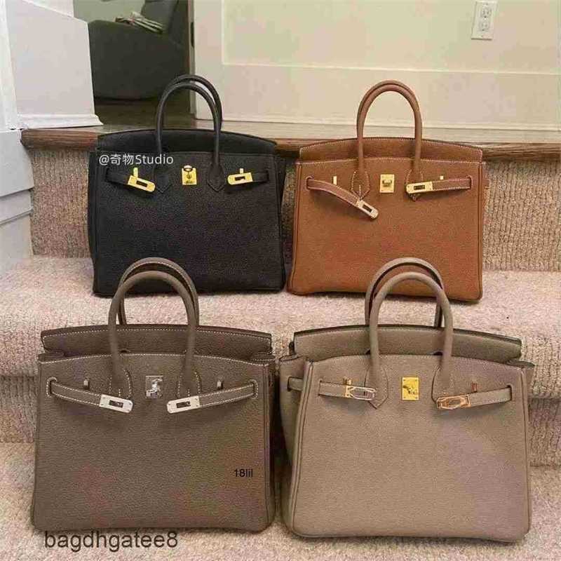 

herme handbags Designer Bags Herme Handmade Same Platinum Female h Family Top Leather Large Capacity One Shoulder Handbag Y8XB, Elephant grey