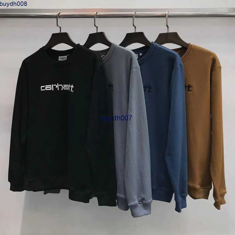 

Men's Hoodie Sweatshirt Fashion Designer Brand Carhart Classic Embroidered Letter Round Neck for Women, Black3