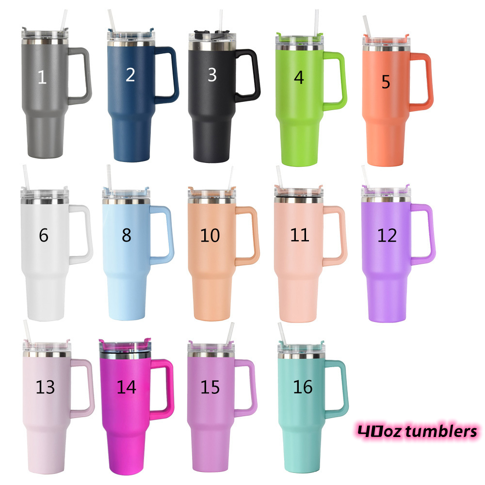 

40oz Stainless Steel Tumblers with handle Water Bottle Portable Outdoor Sports Cup Insulation Travel Vacuum Flask Bottles Z11, Mixed color