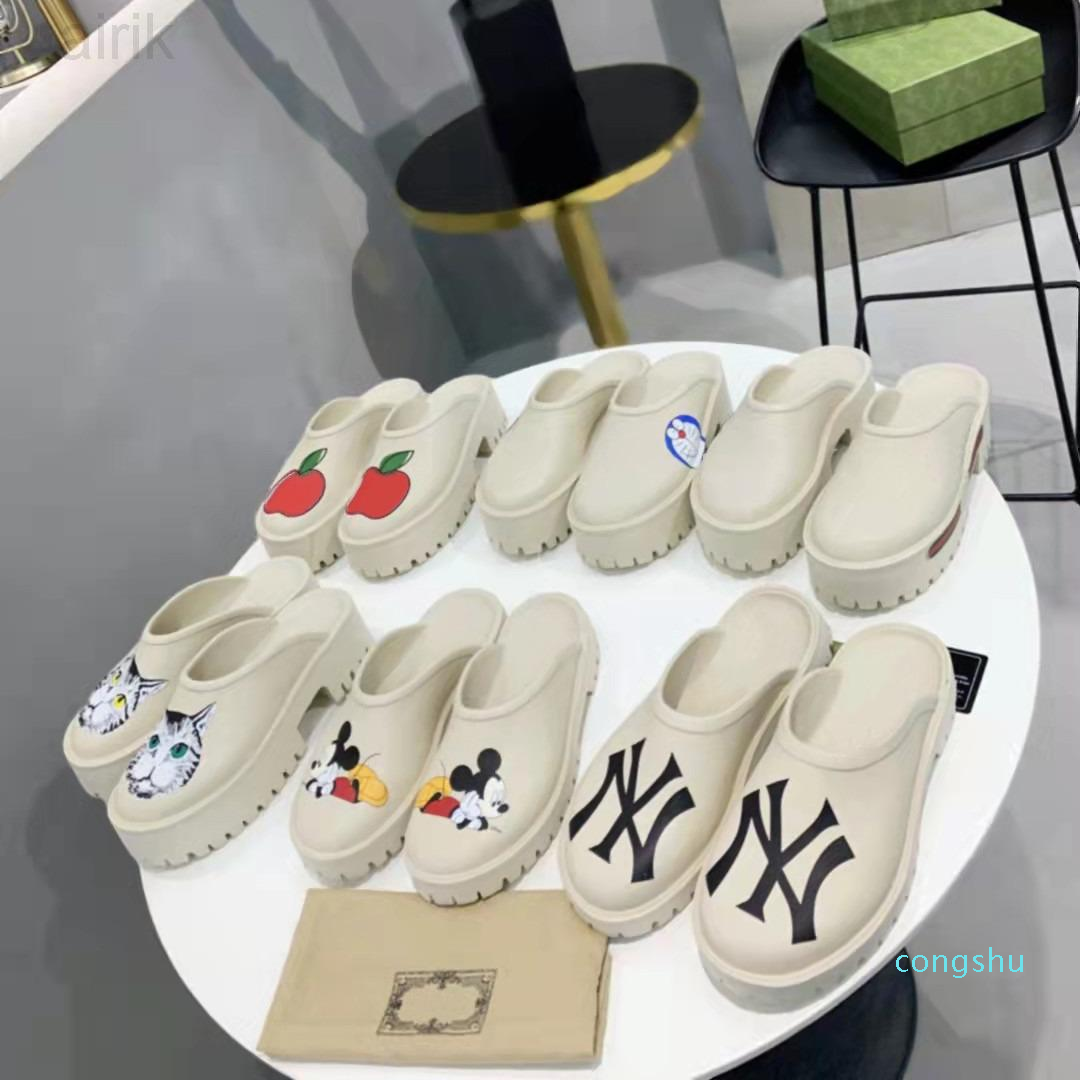 2022 Lastest Designers Slides Slippers Top Quality Print Comfortable Height Increasing Platform Casual Shoes Men And Women Outdoor Summer