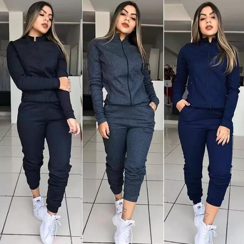 

New Plus Size Two Piece woman Set Top and Pants Women Tracksuit Clothes Casual 2pcs Outfit Sports Suit jogging suits Sweatsuits Jumpsuits, Black