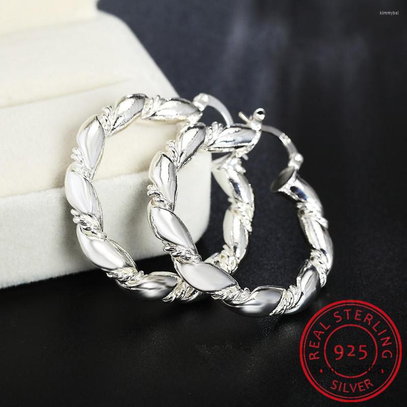 

Hoop Earrings 925 Sterling Silver Twisted Rope Loop 38mm Circle Earring For Woman Fashion Party Wedding Engagement Jewelry