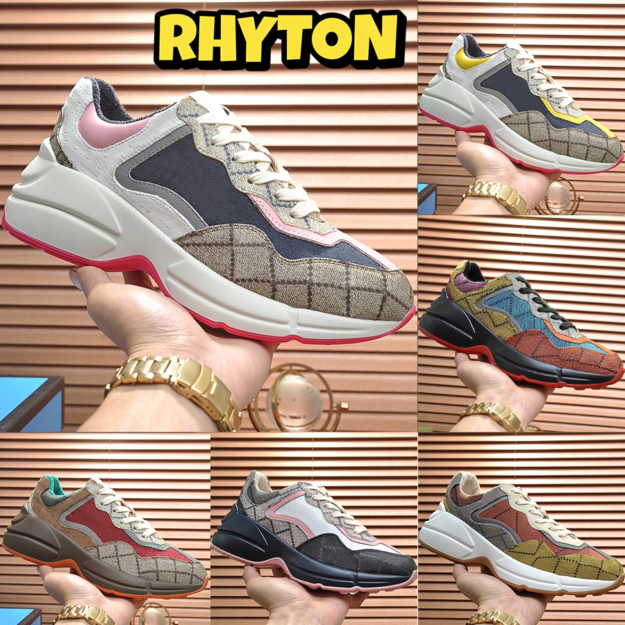 

Rhyton Casual Shoes Love Parade Rhyton reflective Chunky Leather printed Sneaker red khaki beige navy white pink canvas mouth mouse Strawberry men women sneakers, 14 anchor printed