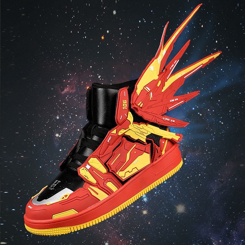 

Dress Shoes Brand Designer Mens Skateboarding Men Gundam Sneakers for Women Uinsex Hightop Hip Hop Street Dance Male 230105, Et106white blue