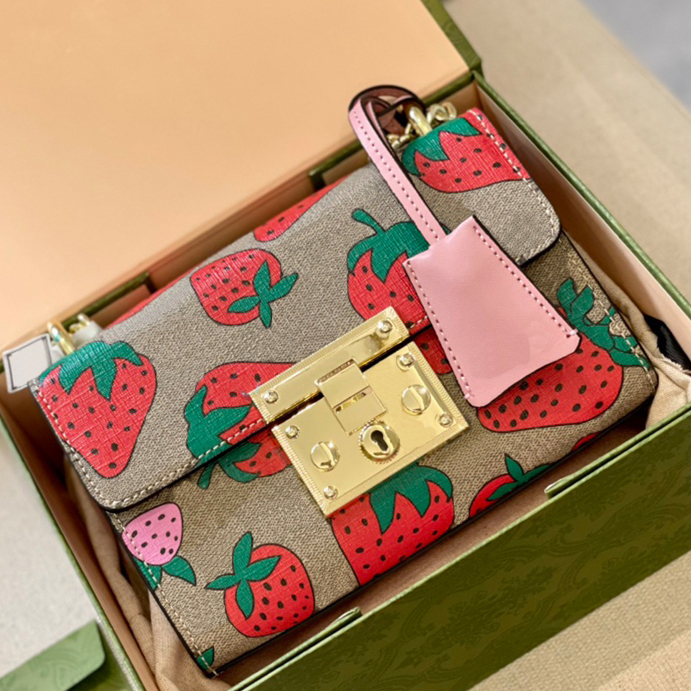 

Bags handbag Women designer bags shoulder bag womens Designers gold chain wallet Fashion all-match purses strawberry pattern Handbags, Extra cost ship nothing