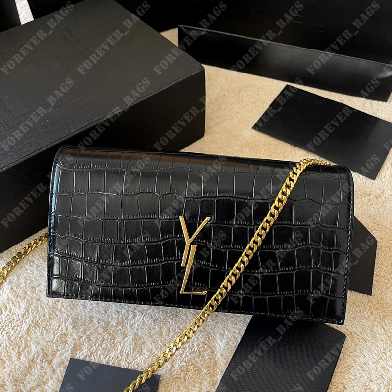 

Alligator Designer Shoulder Bag Women Crossbody Bags Long Wallet Satins Messenger Purse Designers Handbag CROCO Woman Handbags Sac Clutchs, Black(correct letter)