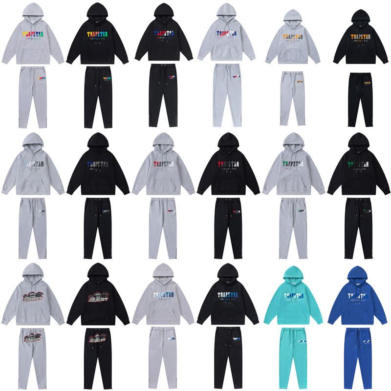 

mens hoodie Trapstar full tracksuit rainbow towel embroidery decoding hooded sportswear men and women sportswear suit zipper trousers Size, A9