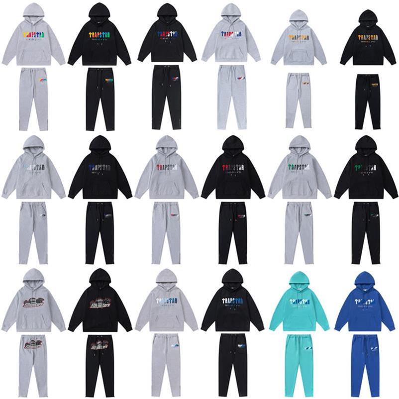 

Black Hoodie Trapstar Tracksuit hoodie rainbow towel embroidery decoding hooded sportswear men and women sportswear suit zipper trousers Size S, A9
