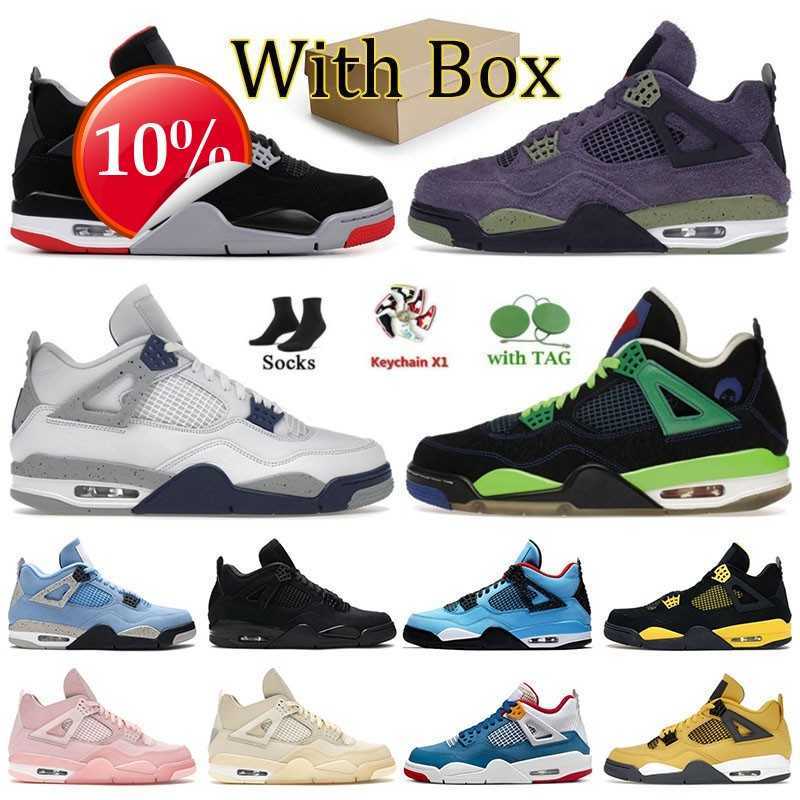 

2023 Top Ognew Mens Womens j Designer Basketball Shoes 4s Pink s Jumpman 4 Military Black White Cement Sail Sneakers Midnight Navy J4 Doernbecher Red, J68 40-47 black canvas