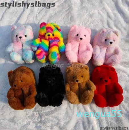 

Slippers Women Home Indoor Soft anti-slip Faux Fur Cute Slippers Winter Warm Shoes Cartoon Plush Teddy Bear Slippers EUR 35-41 010523H, Pink