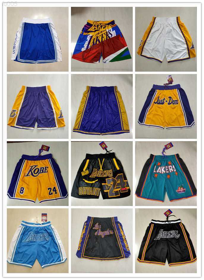 

Los Angeles''Lakers''Shorts men Throwback Basketball Shorts pocket Basketball Jerseys 8 24 Bryant LeBron 6 James Anthony 3 Davis, Color
