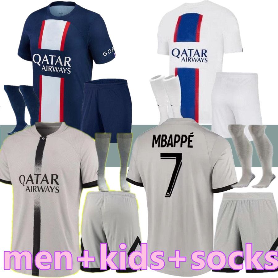 

PLAYER 30 10 MBAPPE 7 HAKIMI SERGIO RAMOS WIJNALDUM psGS soccer jerseys 21 22 23 Maillots football shirt 2022 2023 men kids kit sets uniform enfants full set socks, 22-23 away