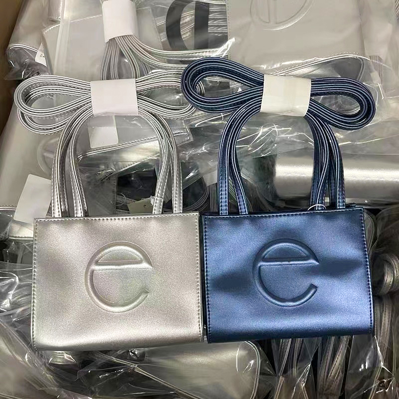 

2 sizes Medium Mini tote Shopping bags latest style Telfars Womens Mens luxury designer purses Genuine Leather handbag clutch Buckle Shoulder Satchel Crossbody bag, Orange