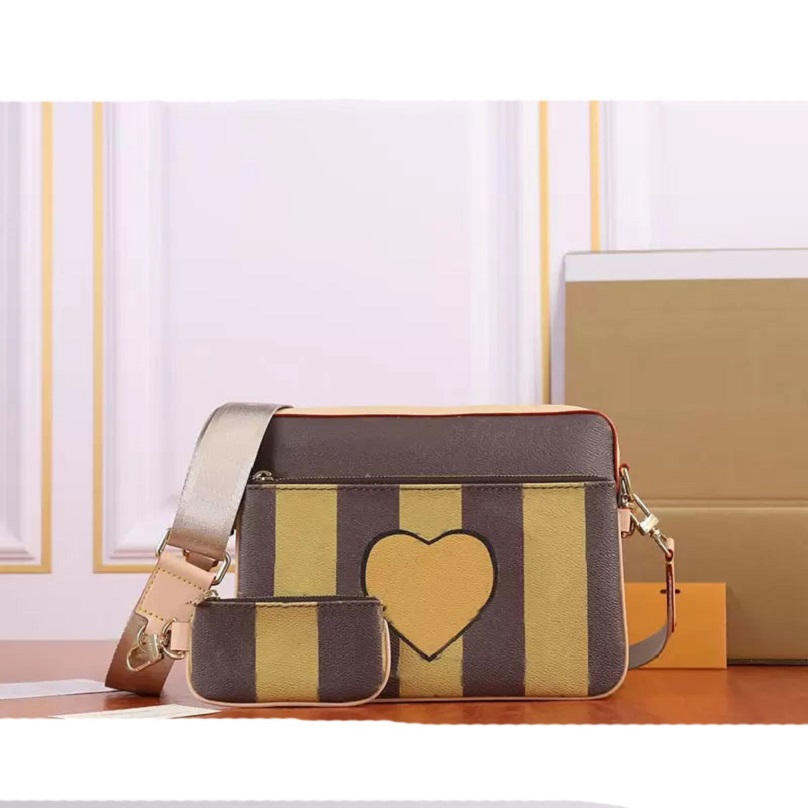 

HH M45965 Luxury Trio Messenger Bag Mens Designer Crossbody Bags Detachable Zipper Pocket And Adjustable Straps Man Coin Purse Wallets Hobos 3 pecs Sets Totes M45965, Mono black #m45965