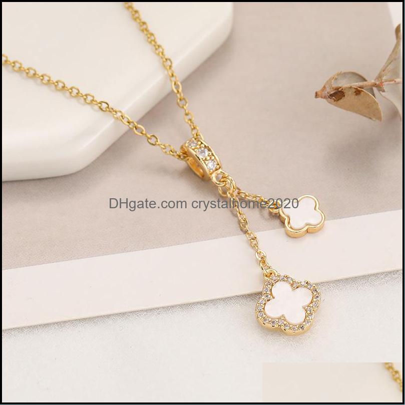 

Pendant Necklaces Fashion Black White Four Leaf Clover Necklace High Quality Women Jewelry Drop Delivery Pendants Otz9M