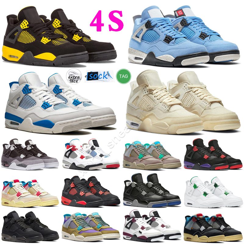 

4 Basketball Shoes For Men Women 4S Military Black Cat Sail Red Thunder White Oreo Cactus Jack Blue University Infrared Cool Grey Mens Sports Sneakers, Color 5