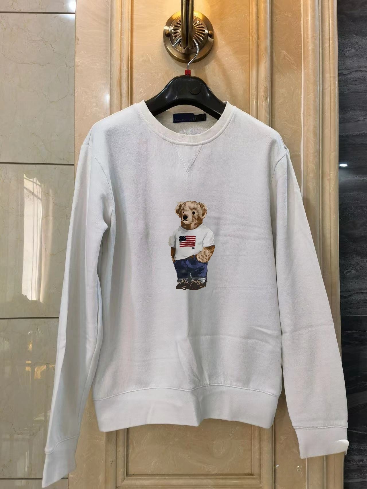 

men's hoodies polos Bear sweater pullover printed bear cotton long sleeve European and American autumn winter 2023 new casual color contrast s-2XL, Khaki