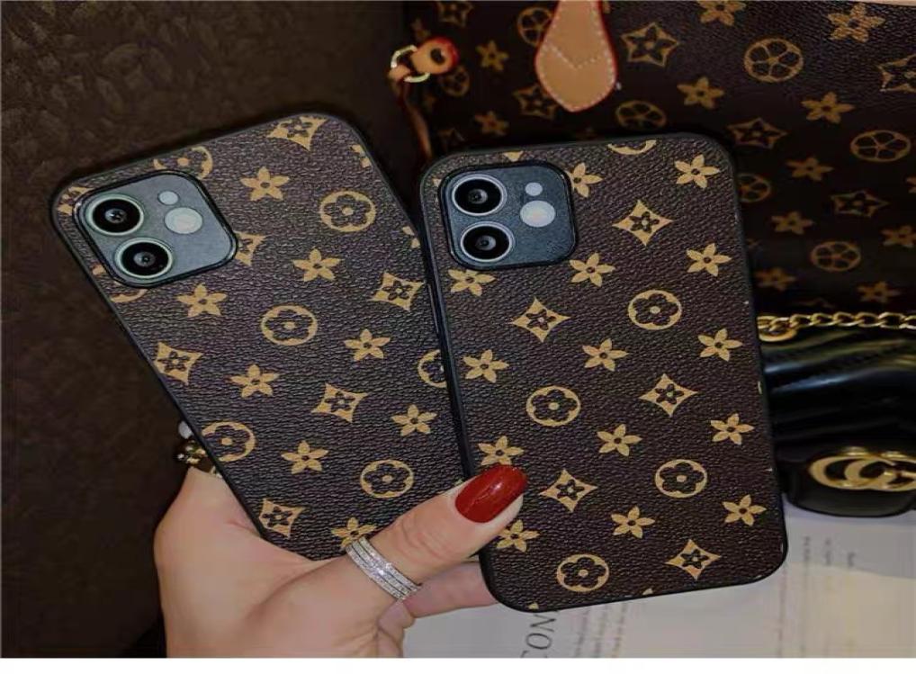 

2021 Fashion Brand Designer phone cases for iphone 12 Pro max 11 xs mini xr 8plus 7plus Leather case2233291, Black