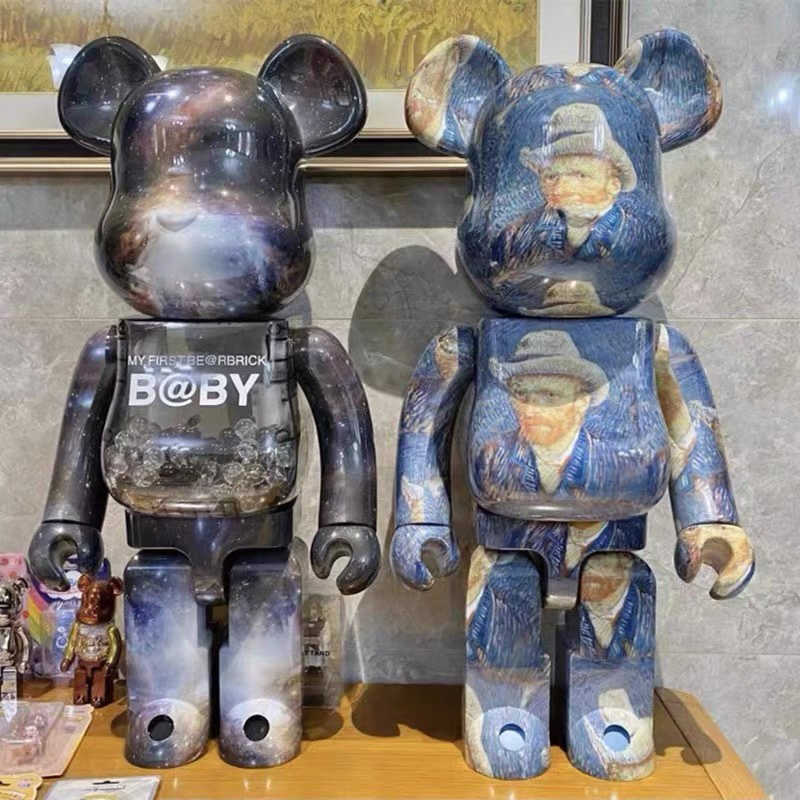 

Action Toy Figures 28cm Berbricklys 400 Bearbrick Toy Starry Night Van Gogh 400 Bear Action Figures Collection Model dolls Present GIft Art Toy T230105, Black
