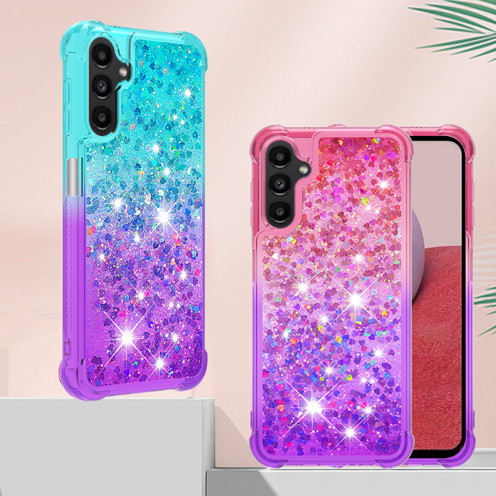 

Bling Flowing Quicksand Cases Liquid Gradient Glitter TPU Reinforced Corners For Samsung S23 Plus Ultra A14 5G A34 A54 A04E A04 RedMi A1 10C Note 11 POCO M4 X4 Pro C40, Pink/blue