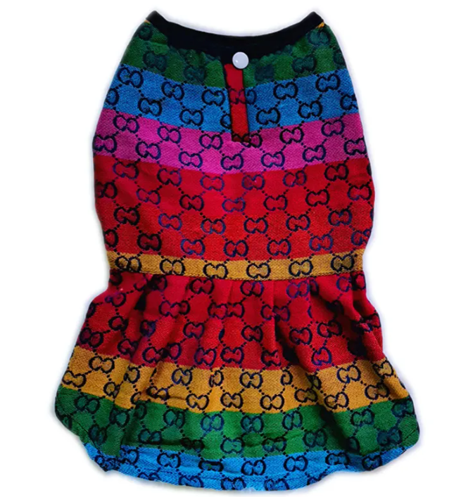 

Dog Dress Letter Pattern Dog Apparel Designer Dogs Clothes Cute Princess Cat Dresses Puppy Skirt for Small Girl Doggy Pink, Brown