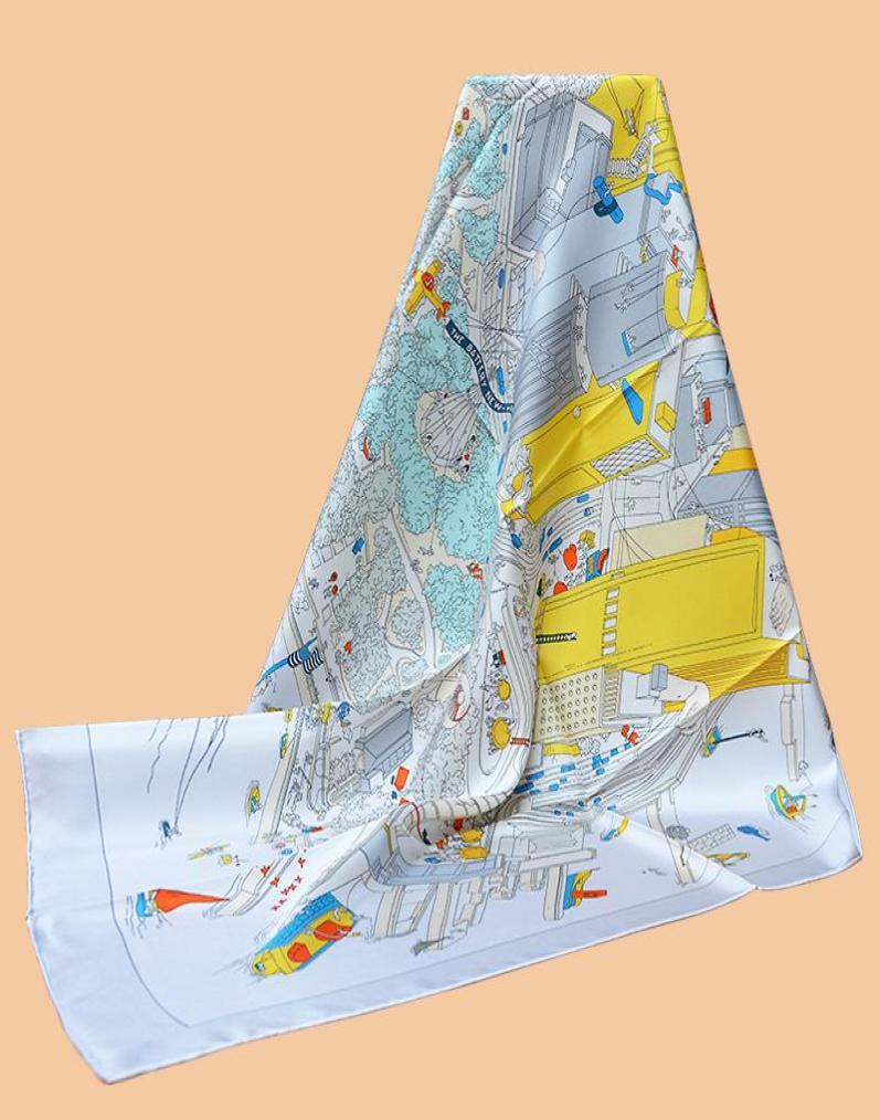 

Scarves HuaJun 2 Store Plain Simple Silk Square Scarf Twill Printed Handcurled Edge With Border Line4790384