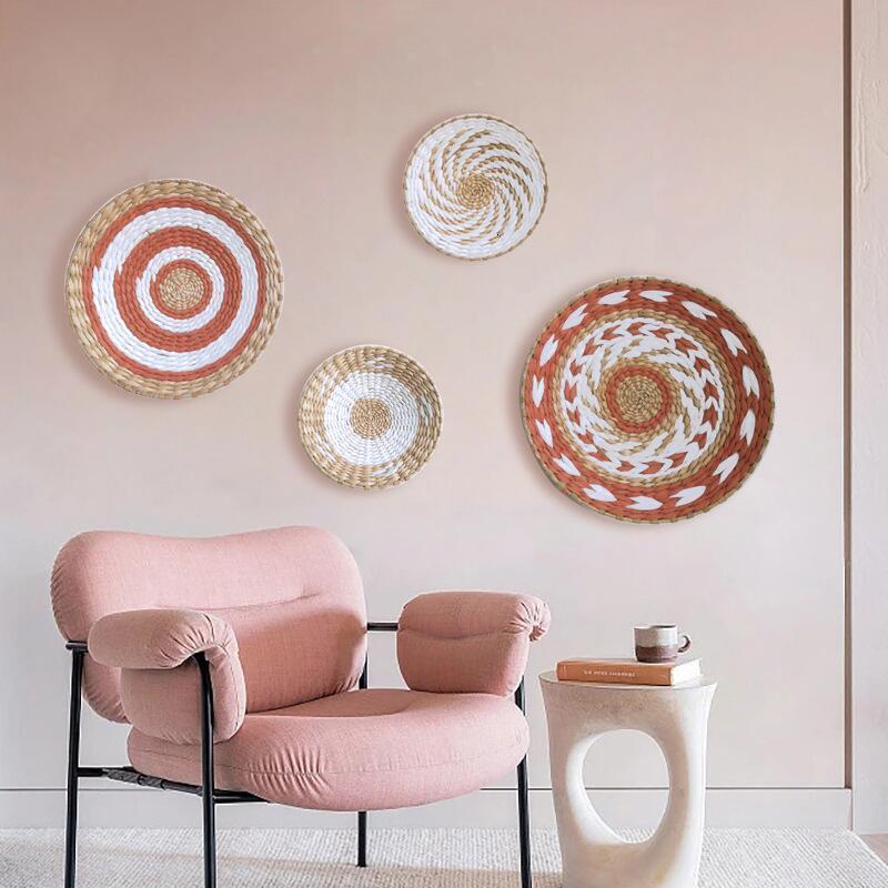

Decorative Plates Moroccan Style Creative Combination Wall Decoration Rattan Grass Weaving For Home Decor Livingroom Bedroom Background 230105