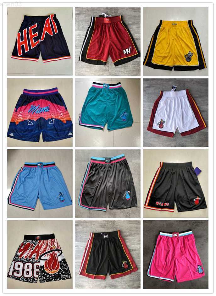 

Miami''Heat''Shorts mens Throwback Basketball Shorts pocket Basketball Jersey jimmy 22 Butler 13 Bam Ado Dwyane 3 Wade, Color