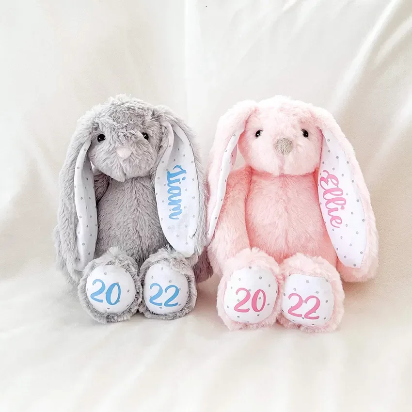 

Sublimation Easter Bunny Plush long ears bunnies doll with dots 30cm pink grey blue white rabbite dolls for childrend cute soft plush toys 0106