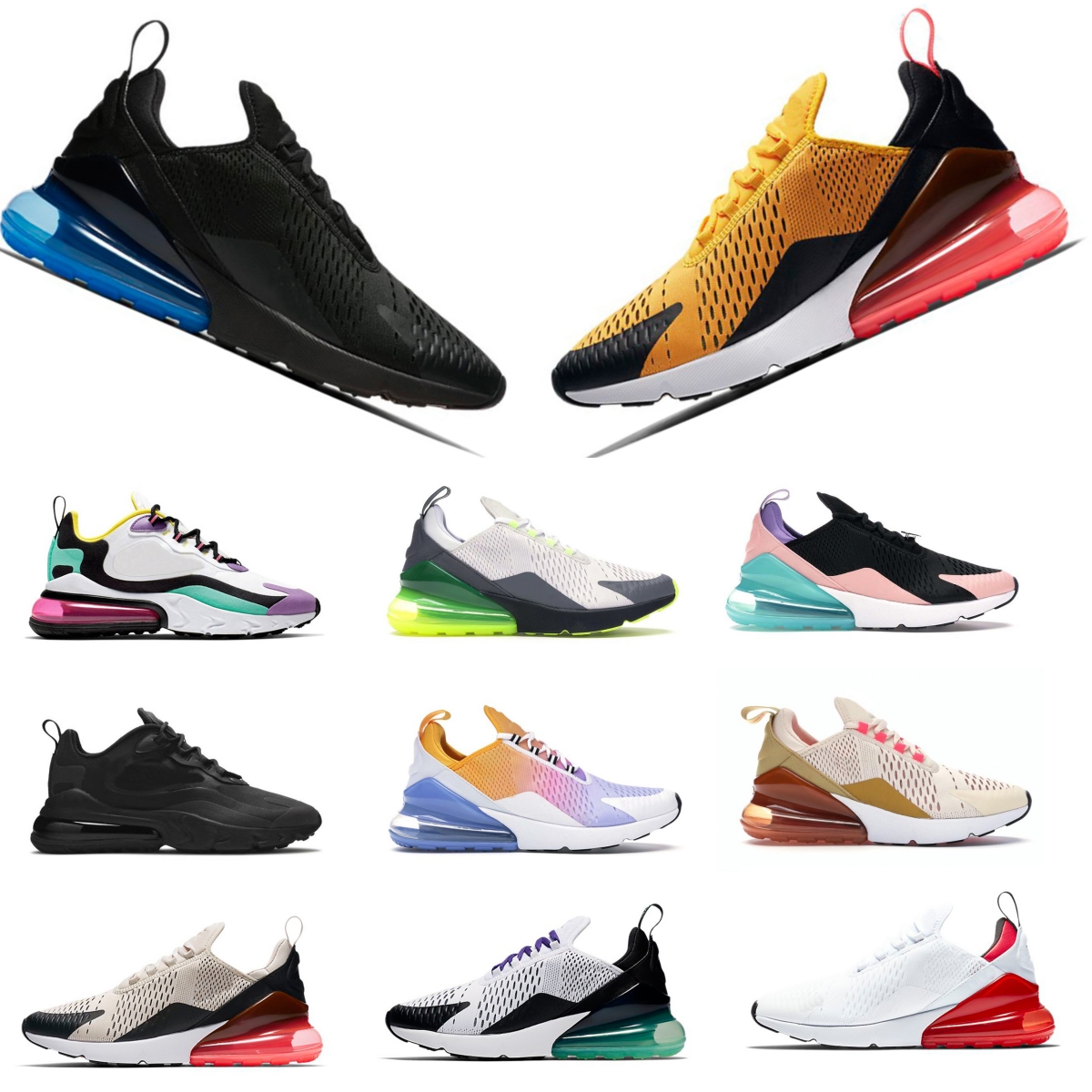 

270s men running shoes leather breathable Triple White Black Oreo Barely Rose Dusty Cactus Photo Blue University Gold Neon Green trainers