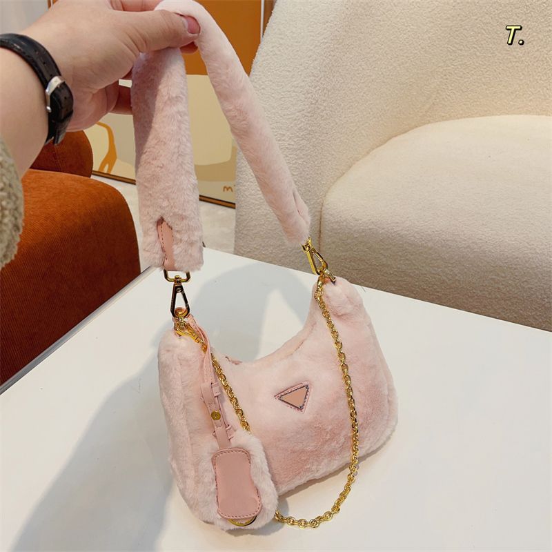 Luxury Fanny Packs Fluffy Designer Handbag Womens Tabby Shoulder Bag With Chain Fuzzy Hobo Tote Bag Winter Purse