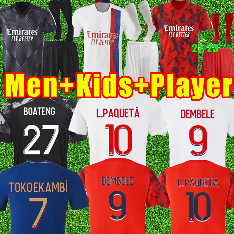 

22/23 Maillot Lyon player Fans version soccer jerseys 2022 2023 Lyonnais Jersey Maillots de foot OL football shirts TRAORE MEMPHIS adult third fouth Men Kids Child
