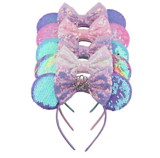 

Hair Accessories Sequin Headband With Bow Glitter Mouse Ears Hoop For Kids Easter Halloween Headwear Cosplay Theme Party Costume3082376