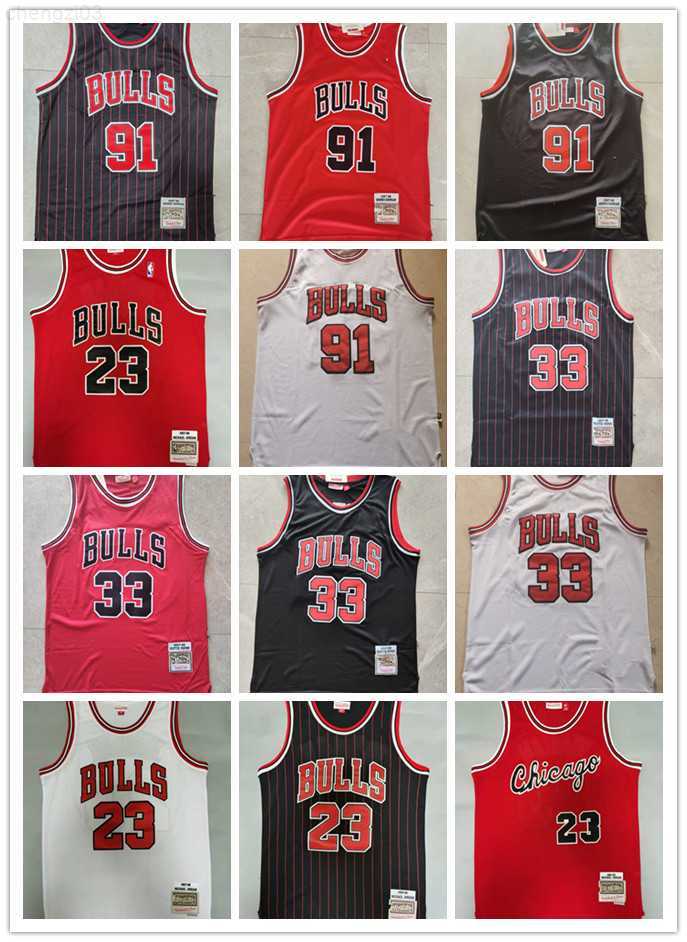 

Chicago''Bulls''men Throwback Basketball Shorts pocket Basketball Jerseys 23 Michael Jor dan 33 Scottie Pippen 91 Dennis Rodman 45 red Black, Color