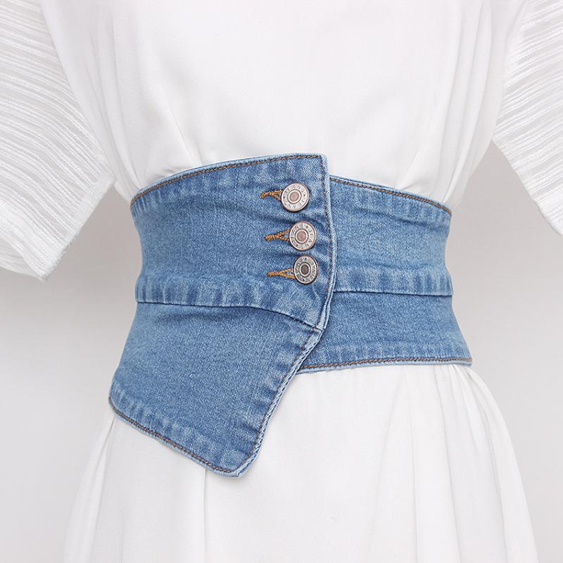 

Belts 2023 Women's Belt Denim Tunic Corset Ladies High Quality Wide With Dress T-Shirt Fashion Elegant Luxury, Blue