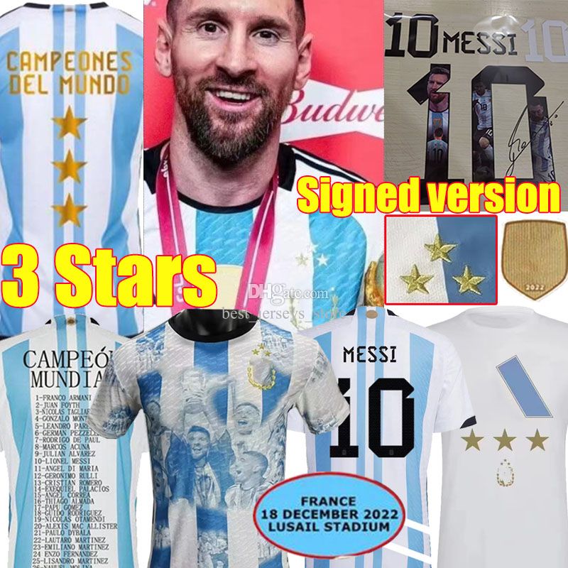 

3 Stars 22/23 Argentina Soccer Jersey Signed version champion J.ALVAREZ DI MARIA Football Shirts 2022 2023 DYBALA LO CELSO MARADONA DE PAUL MARTINEZ Men Kids kit, Agenting 22-23 champion version