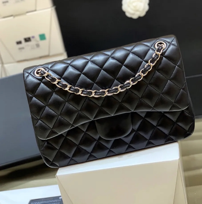 

202310A Mirror quality Classic Large Size Sheepskin Flap Bag 30CM Women Designer Caviar Chain Bag With Box C086