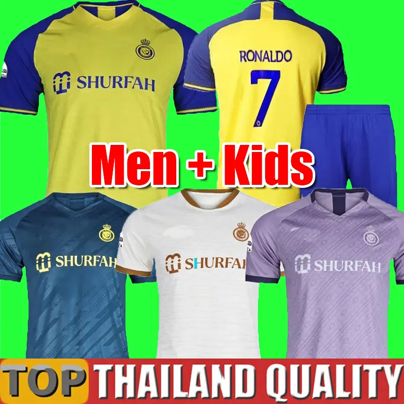 

22 23 Al Nassr FC soccer Jerseys Ronaldo 2022 2023 Home away third 2022 23 CR7 Gonzalo Martinez Talisca Ghislain Konan Vincent men kids kit Football shiirt Al-Nassr, 22 23 home adult