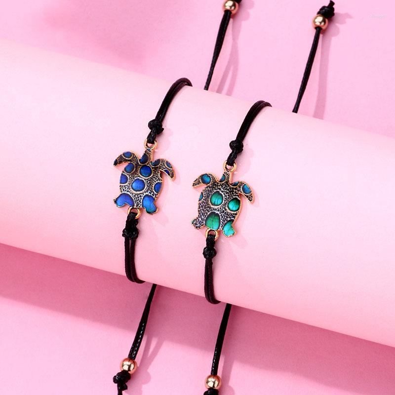

Link Bracelets Lovecryst 2Pcs/set Cartoon Alloy Small Tortoise Friend Bracelet BFF Friendship Jewelry Gifts For Kids