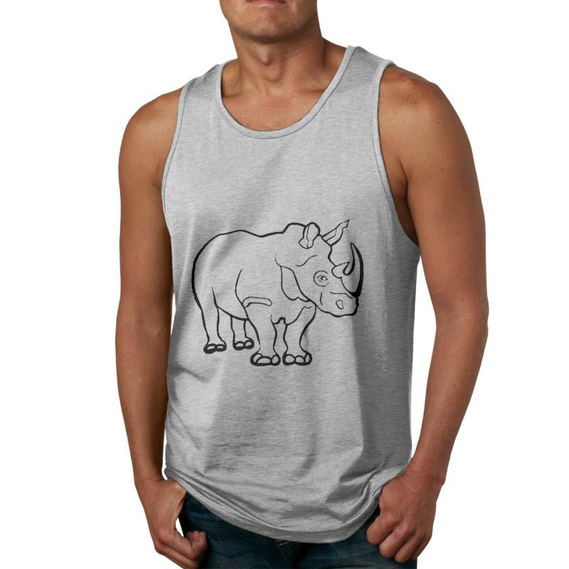

Men' Tank Tops African Rhino Sleeveless Top T-Shirt Casual Gym Vest Tee, Blue