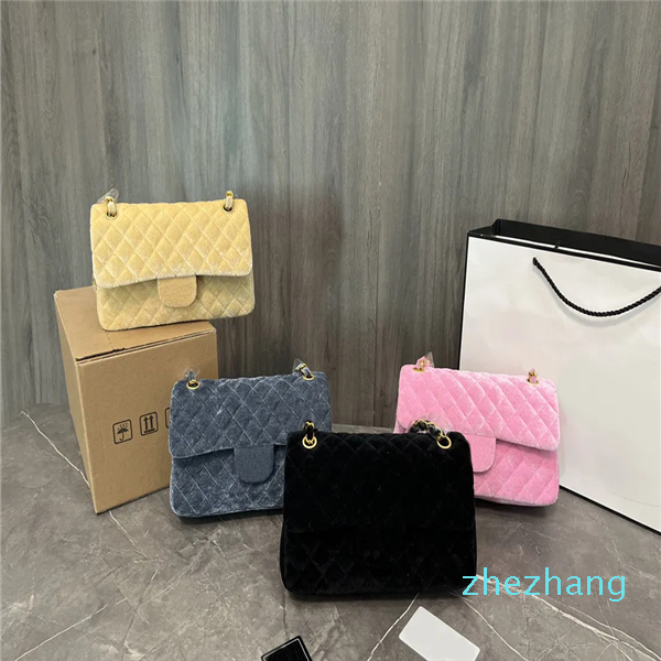 

2022 Velvet Classic CF Bag Fashion Gold Metal Hardware Double Flap Chain Bags Women's Diamond Quilted Square Shoulder Bag 4 Colors Designer Brand crossbody Handba, Customize