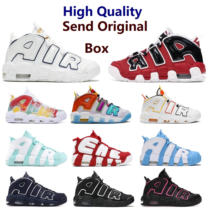 

Fashion Women Mens Uptempos Scottie Pippen Basketball Shoes Black Bulls Hoops Pack White Varsity Red Premium Wheat University Blue UNC Split Trainers Sneakers, 27