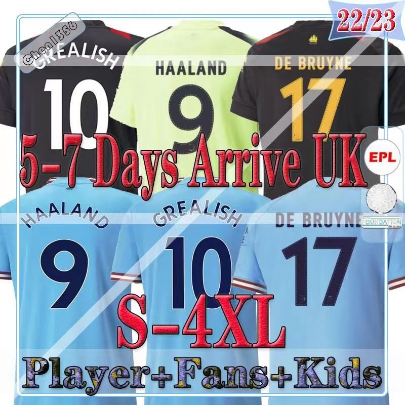 

22 23 HAALAND Man CityS soccer jerseys 2022 2023 Player Fans GREALISH FODEN STERLING football shirt shirt DE BRUYNE GESUS BERNARDO MAHREZ Maillot Foot men kids kits, (player)13
