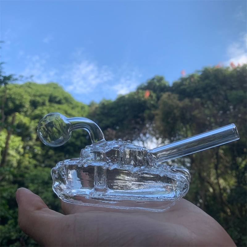 

Unique Tank shape Smoking pipe Glass Bubbler Bong Unbreakable Mini Wax Oil Dabs Concentrate oil burner pipes