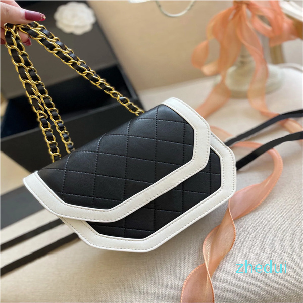 

Women's Retro Panda Saddle Beautiful and Practical Rhombus Bags Versatile Casual and Other Styles Messenger Bag Gold Metal Chain Casual small Shoulder Bags 20CM, Black