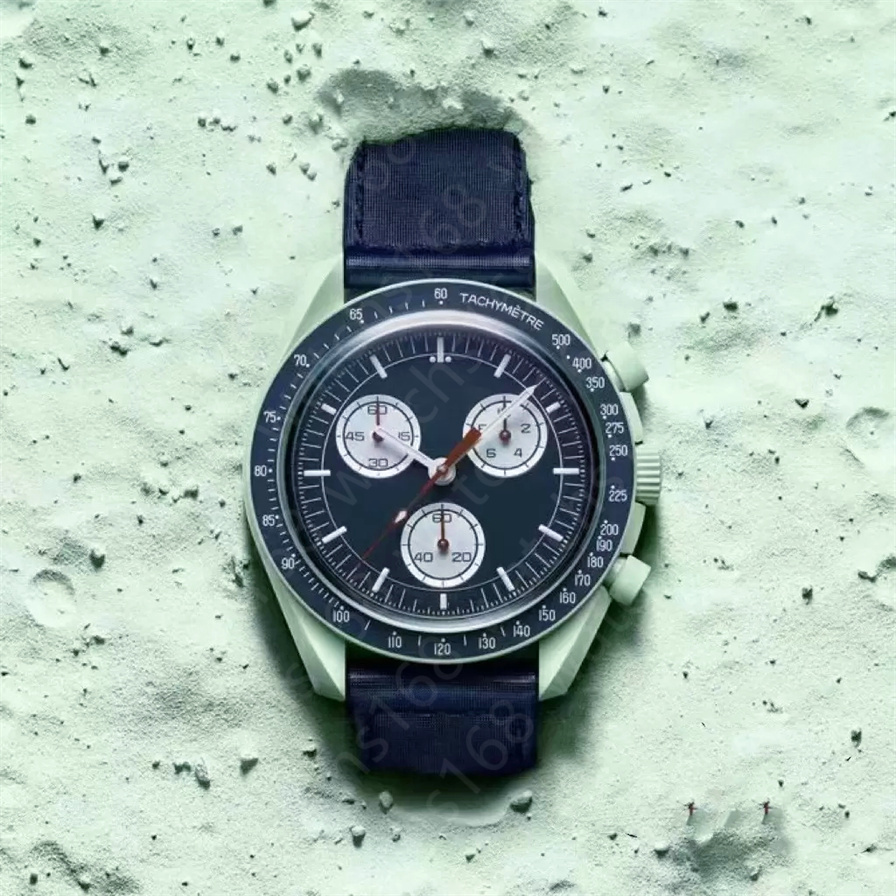 montre homme mouvement montres orologio mode biocéramique pleine fonction quartz chronographe mission sur terre bracelet en nylon étanche Velcro